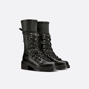 Dior Black Leather Combat Boots size 38.5 purchased in Paris